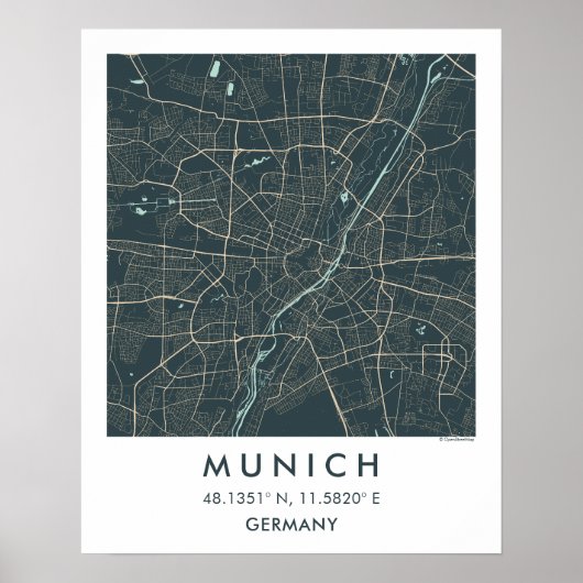 Benutzerdefinierte Stadtkarte München Deutschland  Poster (Vorne)