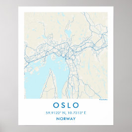 Benutzerdefinierte Stadtkarte Oslo Norwegen Wandku Poster