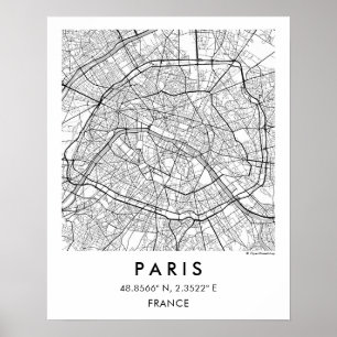Benutzerdefinierte Stadtkarte Paris Frankreich Pos Poster