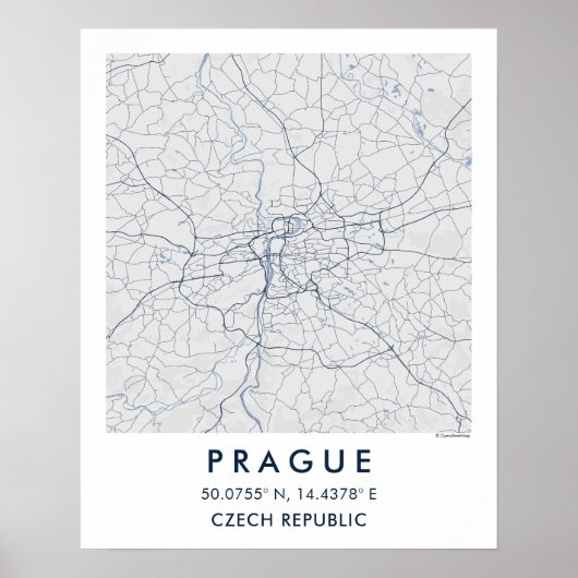 Benutzerdefinierte Stadtkarte Prag Wandkunst Poste Poster (Vorne)