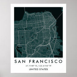 Benutzerdefinierte Stadtkarte San Francisco Wandku Poster