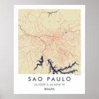 Benutzerdefinierte Stadtkarte Sao Paulo Brasilien 