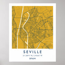 Benutzerdefinierte Stadtkarte Sevilla Spanien Wand
