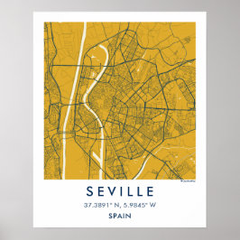 Benutzerdefinierte Stadtkarte Sevilla Spanien Wand Poster