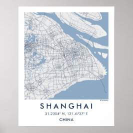 Benutzerdefinierte Stadtkarte Shanghai China Wandk Poster