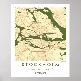 Benutzerdefinierte Stadtkarte Stockholm Schweden W Poster