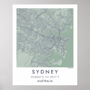 Benutzerdefinierte Stadtkarte Sydney Australien Po Poster