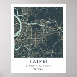 Benutzerdefinierte Stadtkarte Taipei Taiwan Wandku Poster