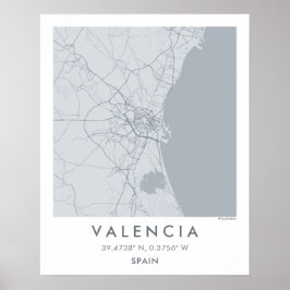 Benutzerdefinierte Stadtkarte Valencia Spanien Wan Poster