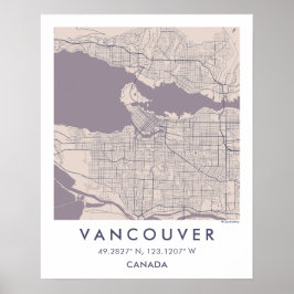 Benutzerdefinierte Stadtkarte Vancouver Kanada Wan Poster