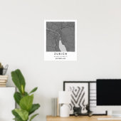 Benutzerdefinierte Stadtkarte Zürich Schweiz Wandk Poster (Heimbüro)