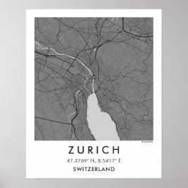 Benutzerdefinierte Stadtkarte Zürich Schweiz Wandk Poster