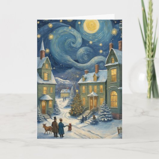 Benutzerdefinierte Starry Night Weihnachtskarte - Karte (Vorderseite)