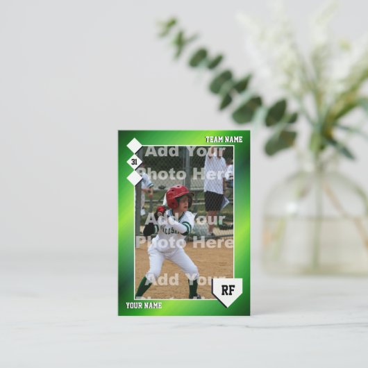 Benutzerdefinierte Status der grünen Baseball-Hand Telefonnummerkarte (Stehend Vorderseite)