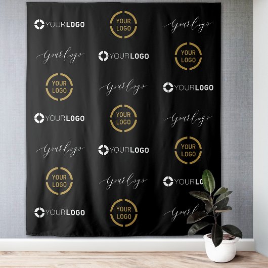Benutzerdefinierte Step & Repeat Drei-Logo-Event-K Wandteppich