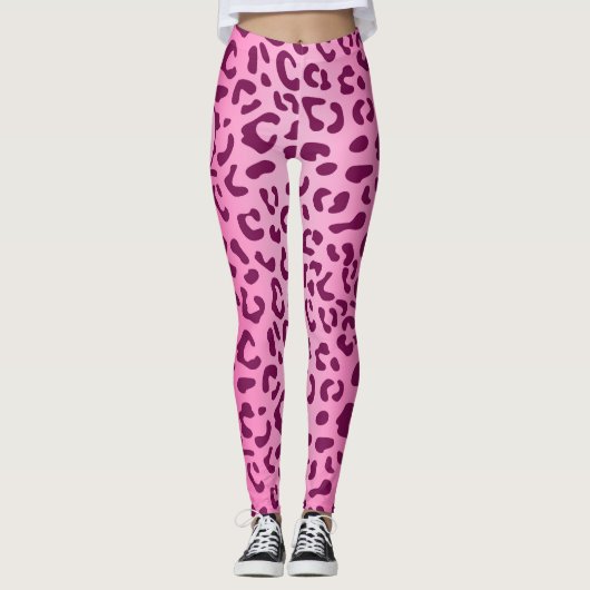 Benutzerdefinierte, stilistische rosa Leopard Prin Leggings (Vorderseite)