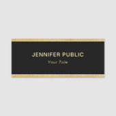 Benutzerdefinierte, stilvolle Schwarz-Gold-Glitzer Namensschild (Vorderseite)