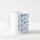 benutzerdefinierte Strand- Blau-Geburtstagsfeier 2 Kaffeetasse (Vorderseite Links)