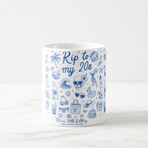 benutzerdefinierte Strand- Blau-Geburtstagsfeier 2 Kaffeetasse