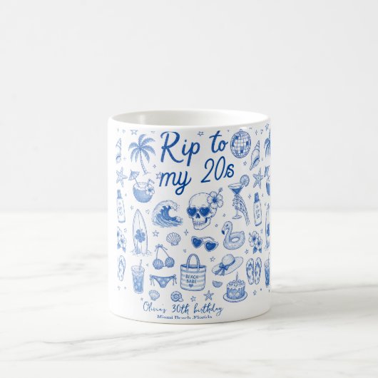 benutzerdefinierte Strand- Blau-Geburtstagsfeier 2 Kaffeetasse (Mittel)