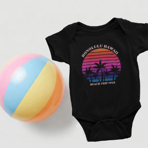 Benutzerdefinierte Strandtrip-Tropenpalmen Schwarz Baby Strampler