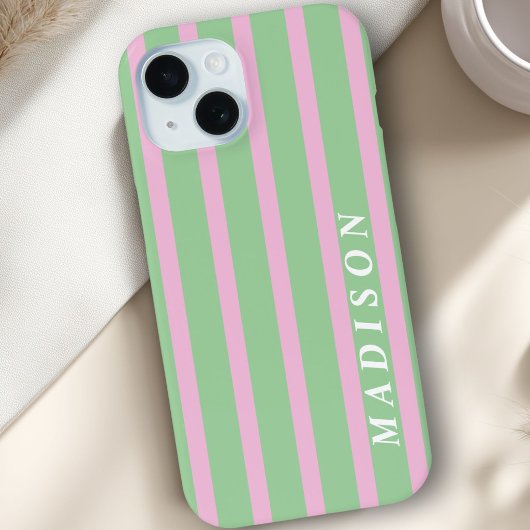 Benutzerdefinierte Streifen Grün Pink Case-Mate iPhone Hülle