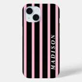 Benutzerdefinierte Streifen Schwarz Pink Case-Mate iPhone Hülle (Rückseite)
