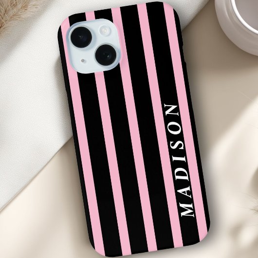 Benutzerdefinierte Streifen Schwarz Pink Case-Mate iPhone Hülle