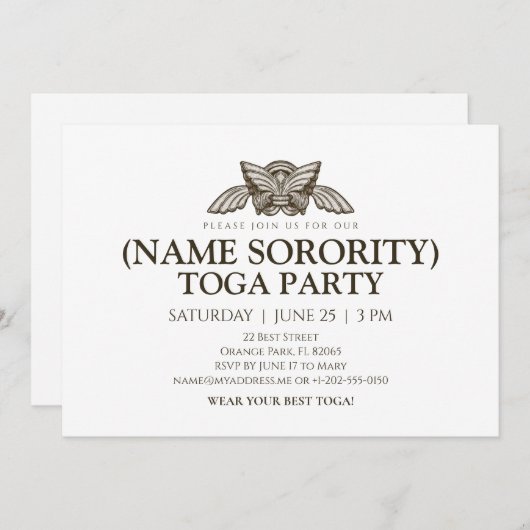 Benutzerdefinierte Studentinnenverbindung Griechis Einladung (Vorne/Hinten)