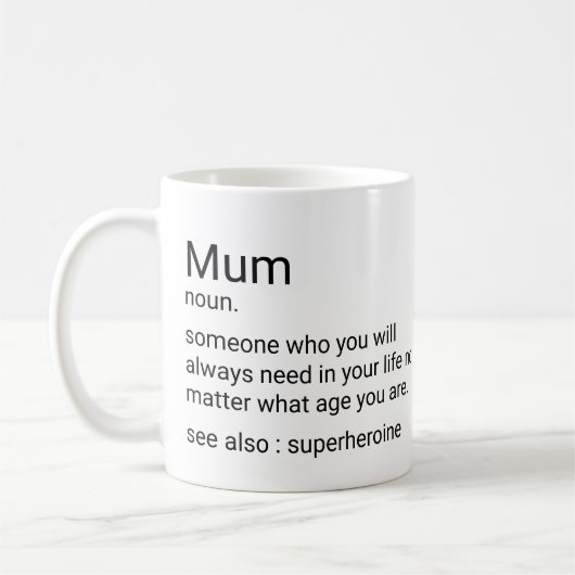 Benutzerdefinierte Summendefinition für die Mama Kaffeetasse (Links)