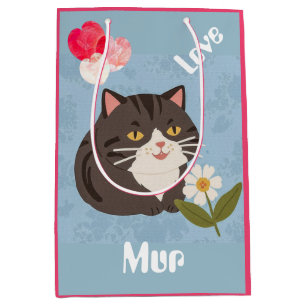 Benutzerdefinierte süße graue Katze mit Mur und Li Mittlere Geschenktüte