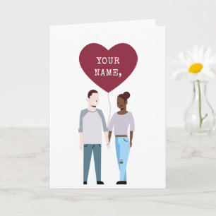 Benutzerdefinierte süße Illustration Paar Valentin Karte