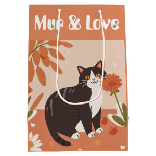Benutzerdefinierte süße lächelnde Katze mit Mur & Mittlere Geschenktüte