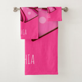 Benutzerdefinierte süße rosa Schleife Coquette Mäd Badhandtuch Set