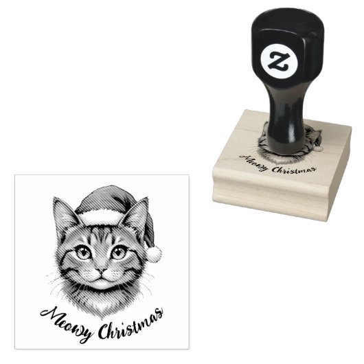 Benutzerdefinierte süße Weihnachtskatze mit Santa- Gummistempel (Stempel)