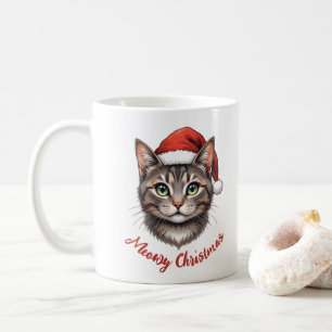 Benutzerdefinierte süße Weihnachtskatze mit Santa- Kaffeetasse