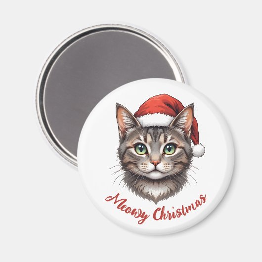 Benutzerdefinierte süße Weihnachtskatze mit Santa- Magnet (Vorderseite/Rückseite)