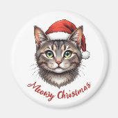 Benutzerdefinierte süße Weihnachtskatze mit Santa- Magnet (Vorne)