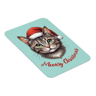Benutzerdefinierte süße Weihnachtskatze mit Santa- Magnet