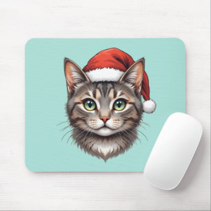 Benutzerdefinierte süße Weihnachtskatze mit Santa- Mousepad