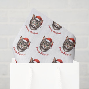 Benutzerdefinierte süße Weihnachtskatze mit Santa- Seidenpapier