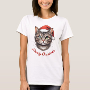 Benutzerdefinierte süße Weihnachtskatze mit Santa- T-Shirt