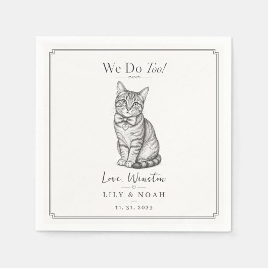 Benutzerdefinierte Tabby-Katze Moderne Hochzeitssk Serviette (Vorderseite)
