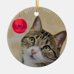 Benutzerdefinierte Tabby-Katzen-Foto Keramik Ornament