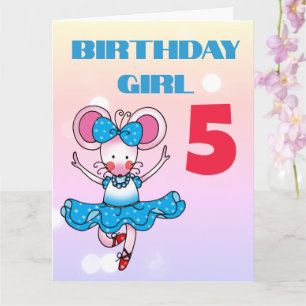 Benutzerdefinierte tanzende Maus 5. Geburtstag Mäd Karte