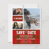 Benutzerdefinierte Tartan-Foto-Block Hochzeit spei Save The Date (Vorderseite)