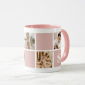 Benutzerdefinierte Tasse für Rosa und Weiß-Monogra (VorderseiteRechts)