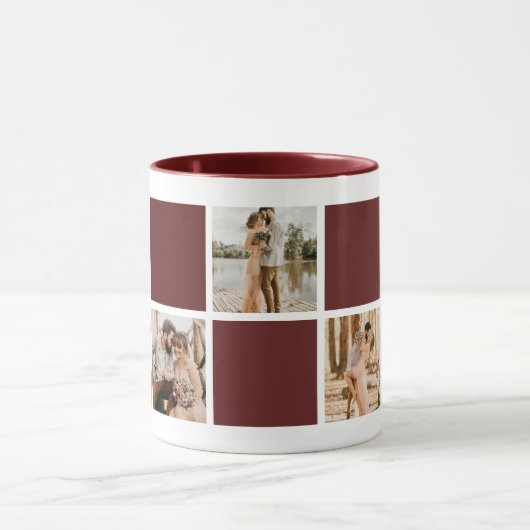 Benutzerdefinierte Tasse für Rot und Weiß-Monogram (Zentrum)