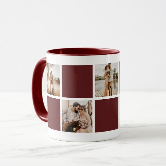 Benutzerdefinierte Tasse für Rot und Weiß-Monogram (Vorderseite Links)