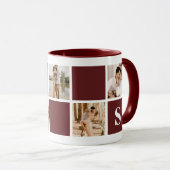 Benutzerdefinierte Tasse für Rot und Weiß-Monogram (VorderseiteRechts)